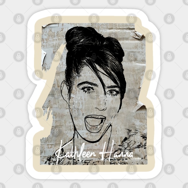 Kathleen Hanna 80s Vintage Old Poster Sticker by Hand And Finger